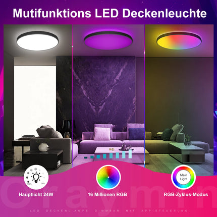 Oeegoo Smarte RGB-Deckenleuchte – 24W, App + Fernbedienung“