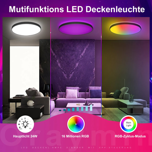 Oeegoo Smarte RGB-Deckenleuchte – 24W, App + Fernbedienung“