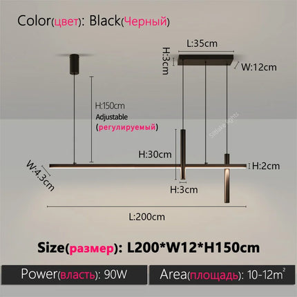 Neue Restaurant-Hängelampe – Moderne, schlichte Pendelleuchte im langen Streifen-Design für Esstisch, Bar und kreative Designer-Beleuchtung