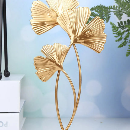 1pc Gold Ginkgo Leaf Iron Crafts Decoration Modern Creative Living Room TV Cabinet Wine Cabinet Xuan Guan Home Decoration
