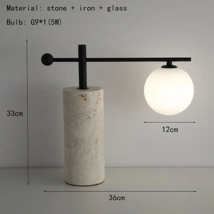 Moderne Steintischlampe – Klarglas & G9-Leuchtmittel