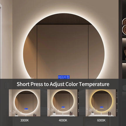 Runder LED-Badezimmerspiegel mit Anti-Beschlag & Temperaturanzeige