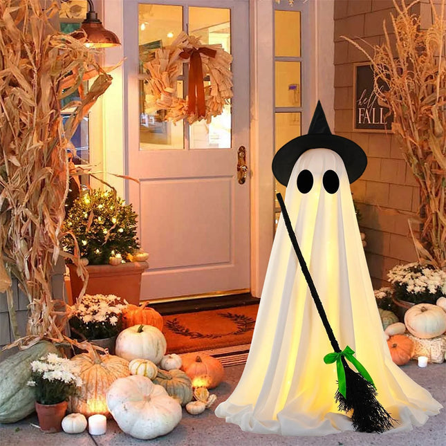 Haunted House Decor Scary Ghosts Decor for Front Door Porch Yard Props Spooky Ghost Decor With Witch Brooms Ghost Decorations