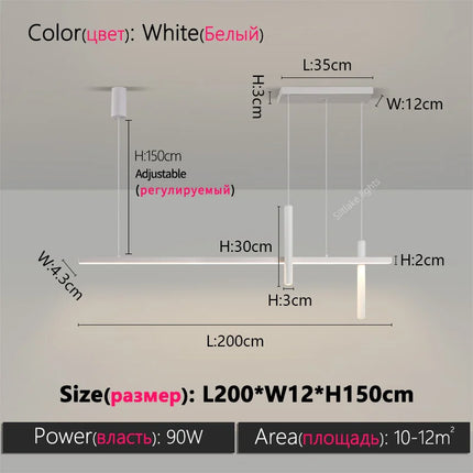 Neue Restaurant-Hängelampe – Moderne, schlichte Pendelleuchte im langen Streifen-Design für Esstisch, Bar und kreative Designer-Beleuchtung