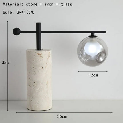 Moderne Steintischlampe – Klarglas & G9-Leuchtmittel