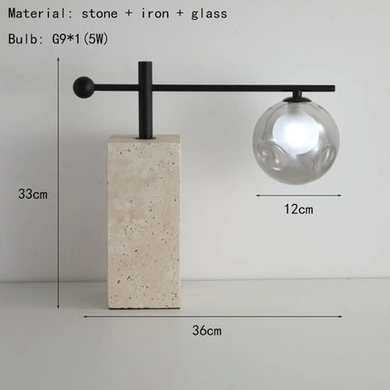 Moderne Steintischlampe – Klarglas & G9-Leuchtmittel