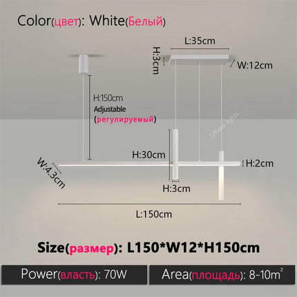 Neue Restaurant-Hängelampe – Moderne, schlichte Pendelleuchte im langen Streifen-Design für Esstisch, Bar und kreative Designer-Beleuchtung