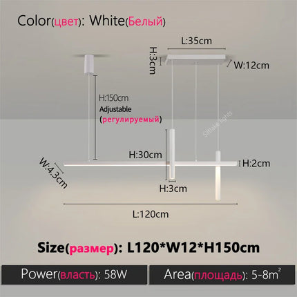 Neue Restaurant-Hängelampe – Moderne, schlichte Pendelleuchte im langen Streifen-Design für Esstisch, Bar und kreative Designer-Beleuchtung