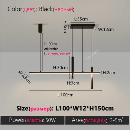 Neue Restaurant-Hängelampe – Moderne, schlichte Pendelleuchte im langen Streifen-Design für Esstisch, Bar und kreative Designer-Beleuchtung