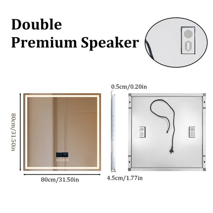 LED-Badezimmerspiegel 80 cm mit Bluetooth & Anti-Beschlag