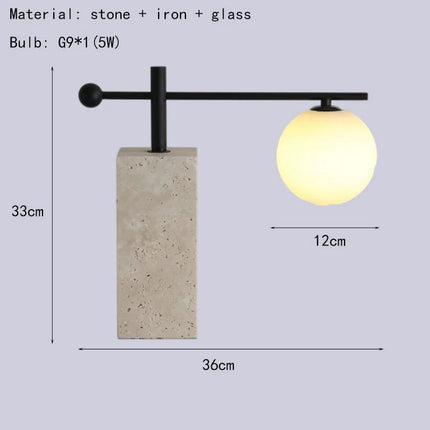 Moderne Steintischlampe – Klarglas & G9-Leuchtmittel
