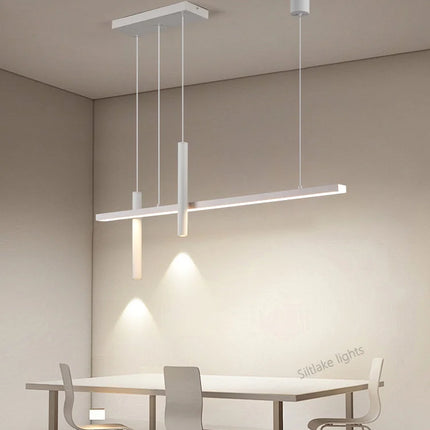 Neue Restaurant-Hängelampe – Moderne, schlichte Pendelleuchte im langen Streifen-Design für Esstisch, Bar und kreative Designer-Beleuchtung